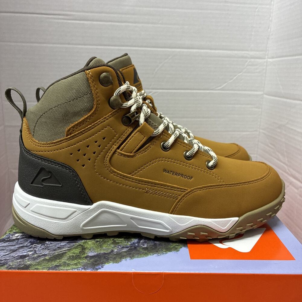 Ozark Trail Men’s Size 7 Sport Hiker Shoes Waterproof Hiking Boots Wheat Leather